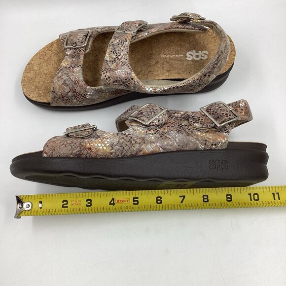 SAS Women's Relaxed Heel Strap Sandal Multisnake Taupe Walking Comfort Sz 9.5 W - Picture 9 of 11
